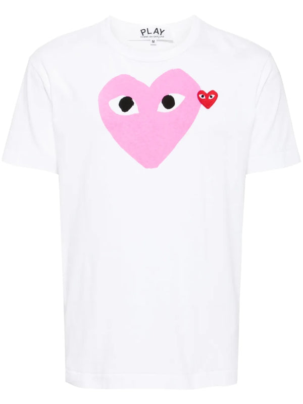henrik vibskov Unisex Short Sleeve Tee Big Pink Heart - White