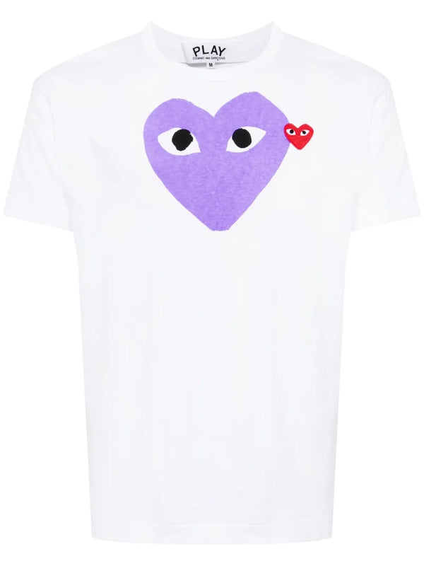 henrik vibskov Unisex Short Sleeve Tee Big Purple Heart - White