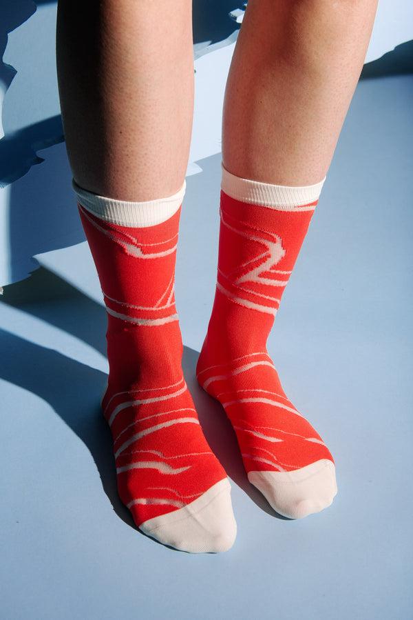 Henrik Vibskov Water Reflection Socks Femme - Red Cream