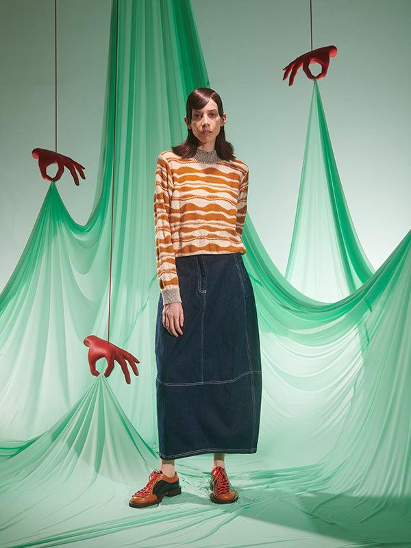 Henrik Vibskov Wave Knit Jumper - Rust Beige Mountain Waves