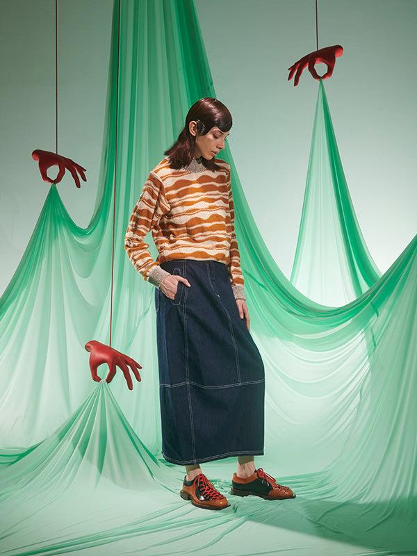 Henrik Vibskov Wave Knit Jumper - Rust Beige Mountain Waves