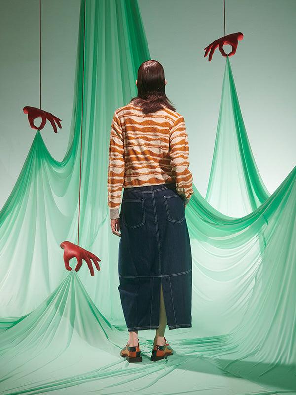 Henrik Vibskov Wave Knit Jumper - Rust Beige Mountain Waves