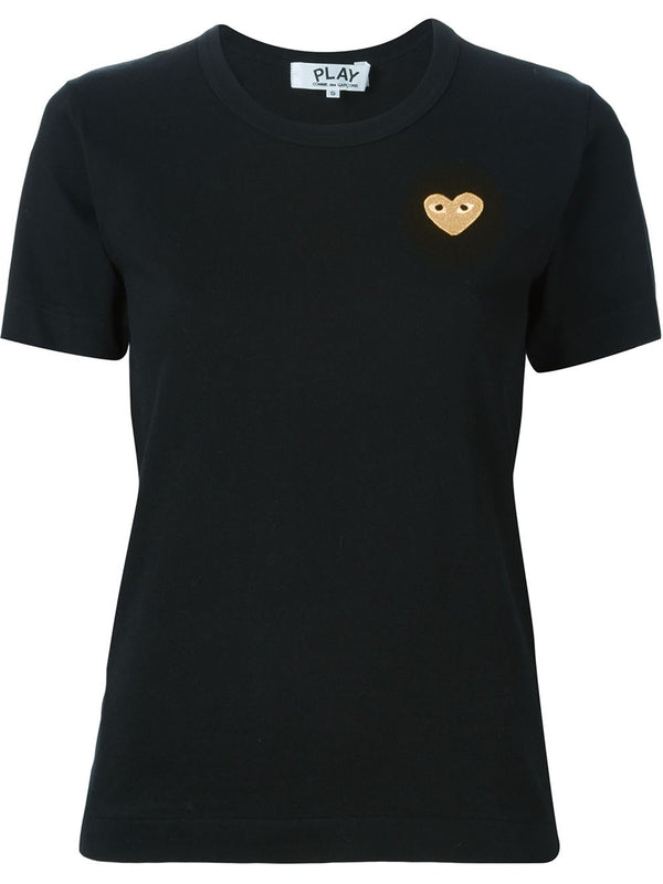 henrik vibskov Women's Short Sleeve Tee Gold Heart - Black