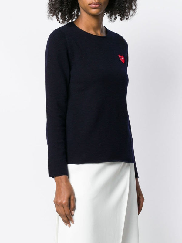 Henrik Vibskov Womens Crewneck Pullover Red Heart - Navy