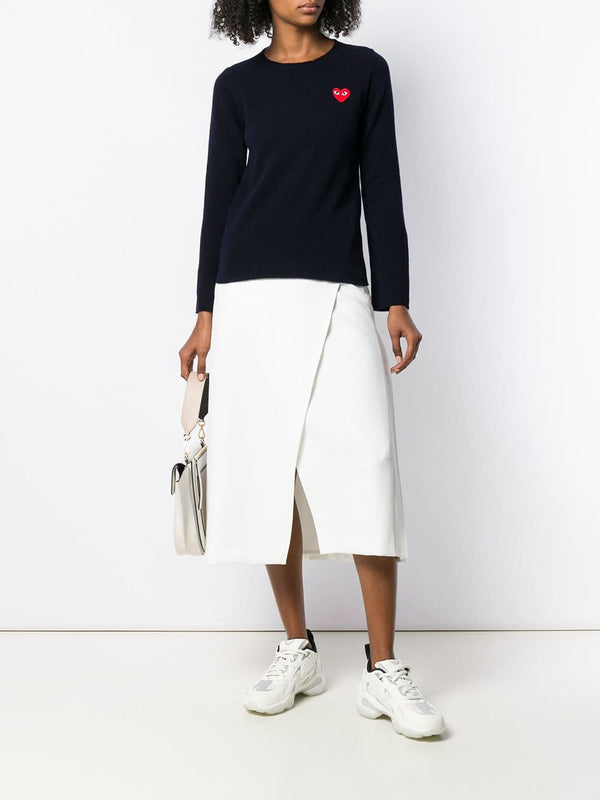 Henrik Vibskov Womens Crewneck Pullover Red Heart - Navy