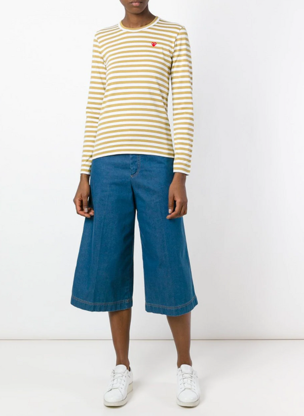 Henrik Vibskov Womens Striped Tee Small Red Heart - Olive