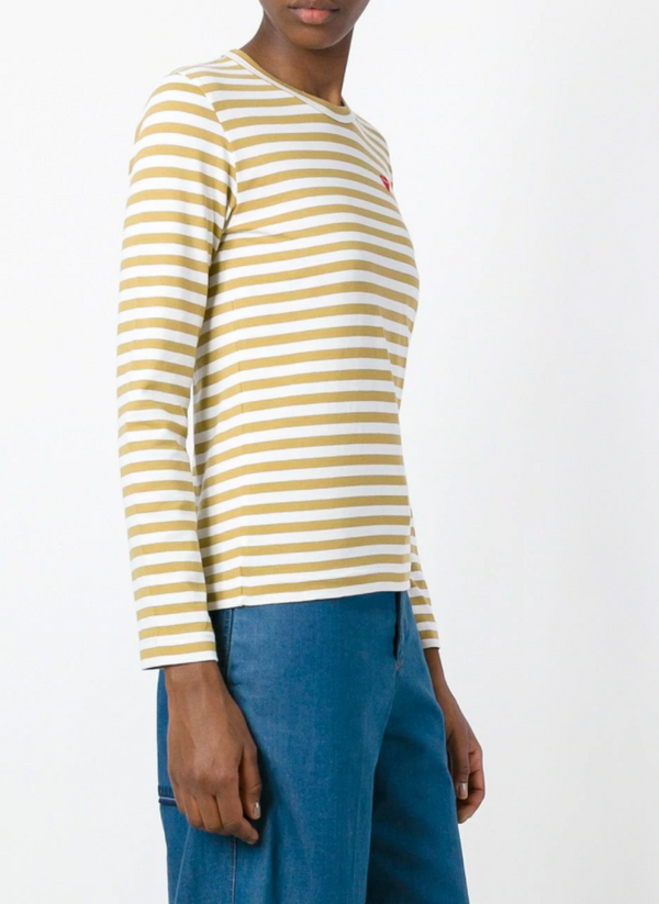 Henrik Vibskov Womens Striped Tee Small Red Heart - Olive