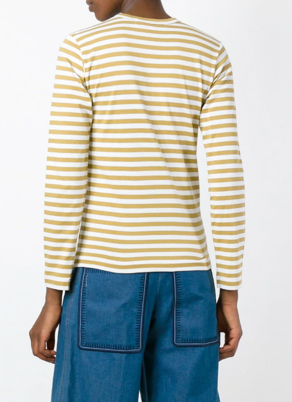 Henrik Vibskov Womens Striped Tee Small Red Heart - Olive