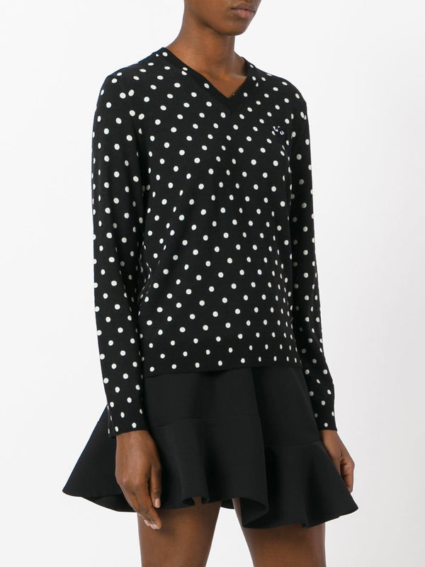 Henrik Vibskov Womens V-Neck Pullover Polka Dot Black Heart - Black