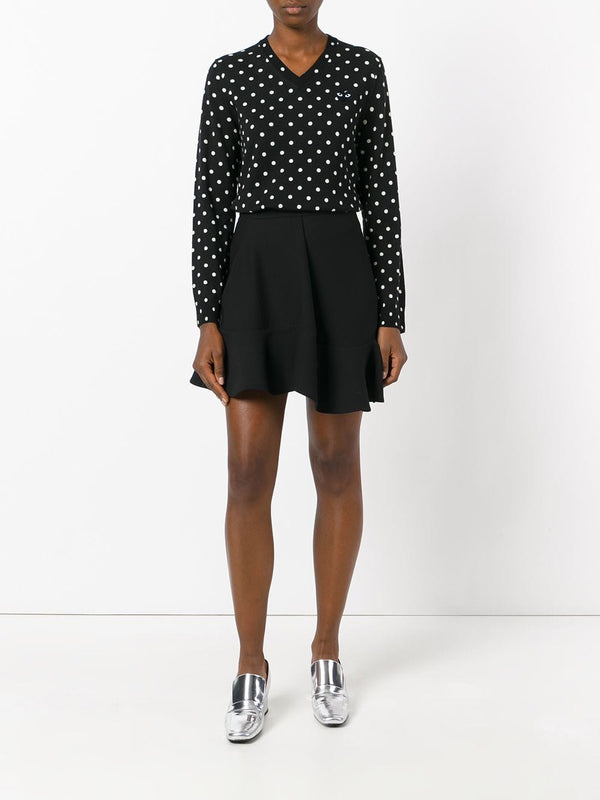 Henrik Vibskov Womens V-Neck Pullover Polka Dot Black Heart - Black