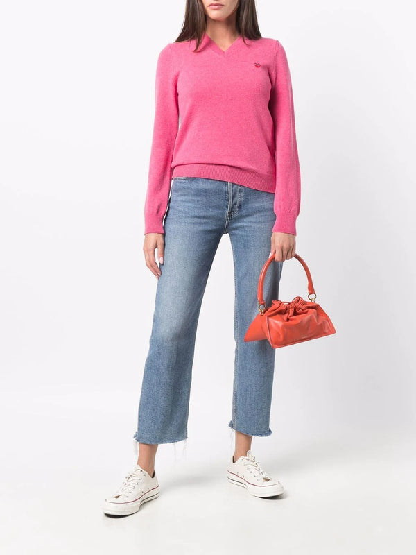 Henrik Vibskov Womens V-Neck Pullover Red Heart - Pink