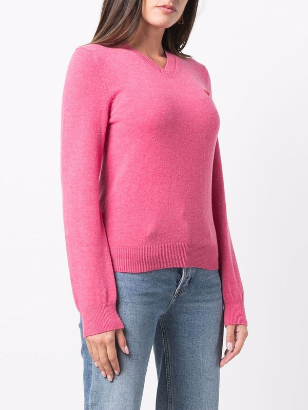 Henrik Vibskov Womens V-Neck Pullover Red Heart - Pink