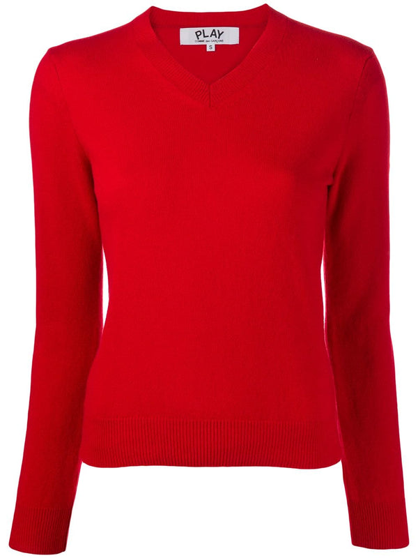 henrik vibskov Womens V-Neck Pullover Sleeve Red Heart - Red