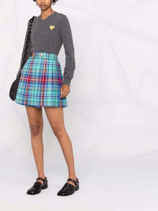 Henrik Vibskov Womens V-Neck Pullover With Gold Heart - Med Grey