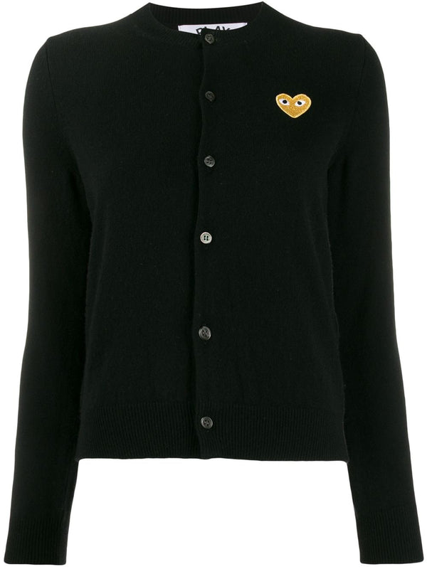 henrik vibskov Womens Wool Cardigan Gold Heart - Black