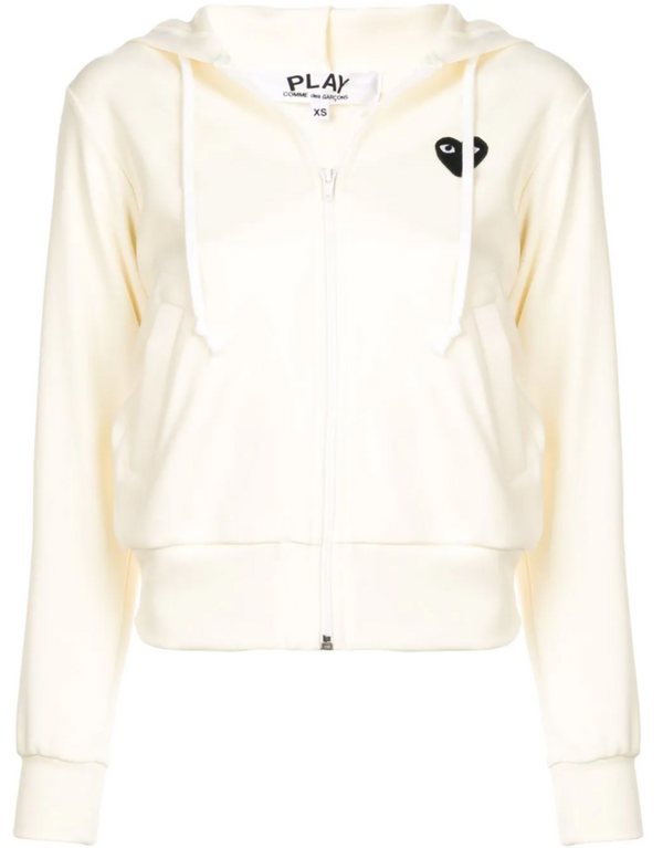 henrik vibskov Womens Zipped Hoodie Black Heart - Ivory