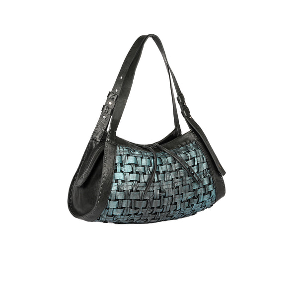 Henry Beguelin Boa Bauletto M Intreccio Cesta Laminato Teal