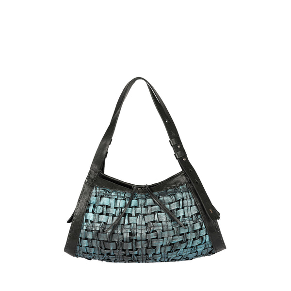 henry beguelin Boa Bauletto M Intreccio Cesta Laminato Teal