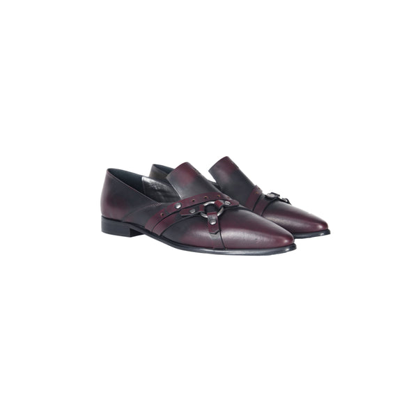 henry beguelin BUCKLE EMBELLISHED POINTED LOAFER Burgundy