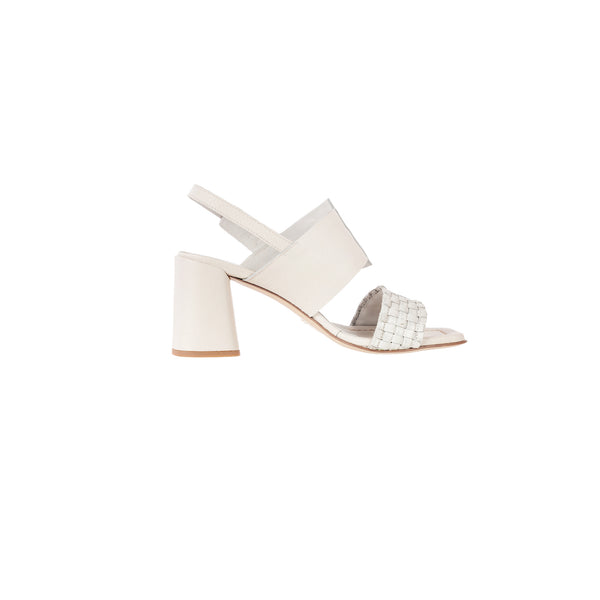 Henry Beguelin Buckle Heel Sandal Muflone Dama Laminato Chalk White