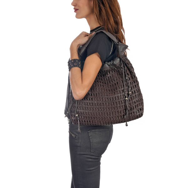 Henry Beguelin Canotta Arricciata L Intreccio Bambù Dark Brown