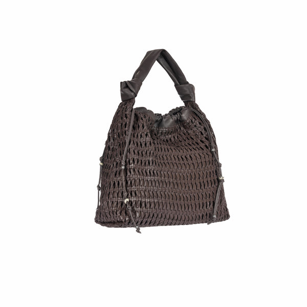 Henry Beguelin Canotta Arricciata L Intreccio Bambù Dark Brown