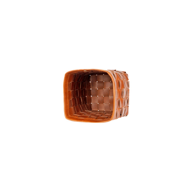 Henry Beguelin Cesta Figaro Leather Strap Large Basket Brandy