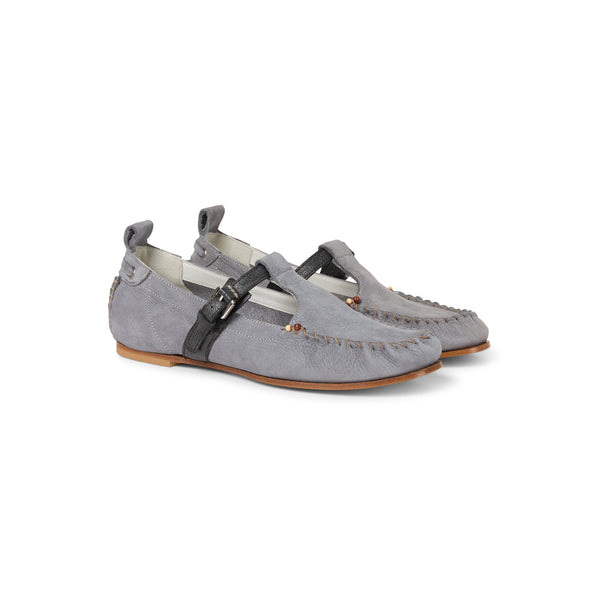 Henry Beguelin Cut-Out Mocassin Nabuck Resinato Dusty Grey