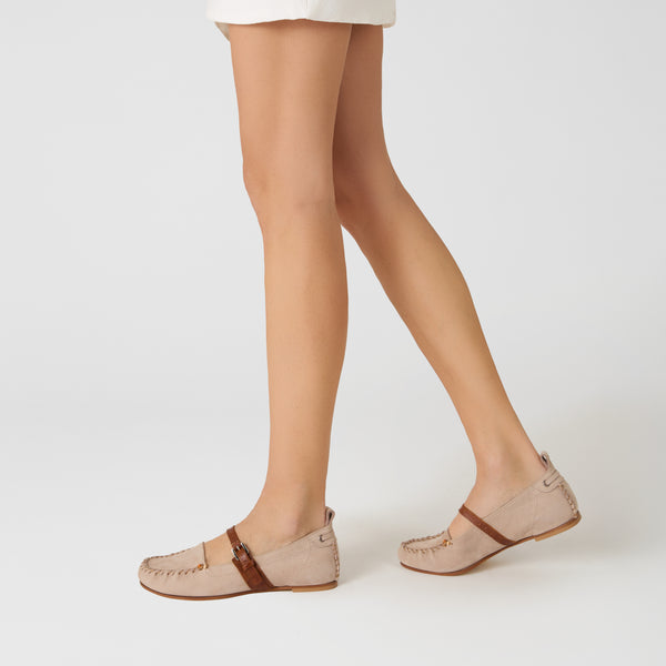 Henry Beguelin Cut-Out Mocassin Nabuck Resinato With Strap Mauve