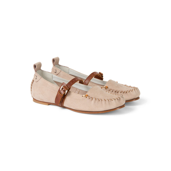 Henry Beguelin Cut-Out Mocassin Nabuck Resinato With Strap Mauve