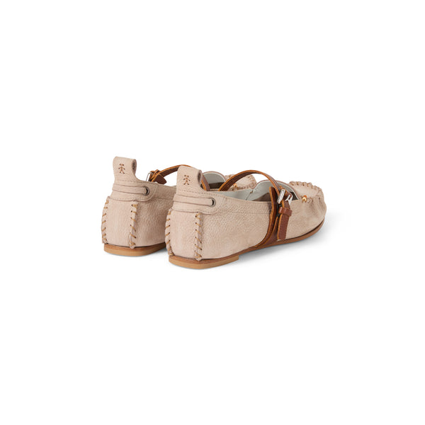 Henry Beguelin Cut-Out Mocassin Nabuck Resinato With Strap Mauve