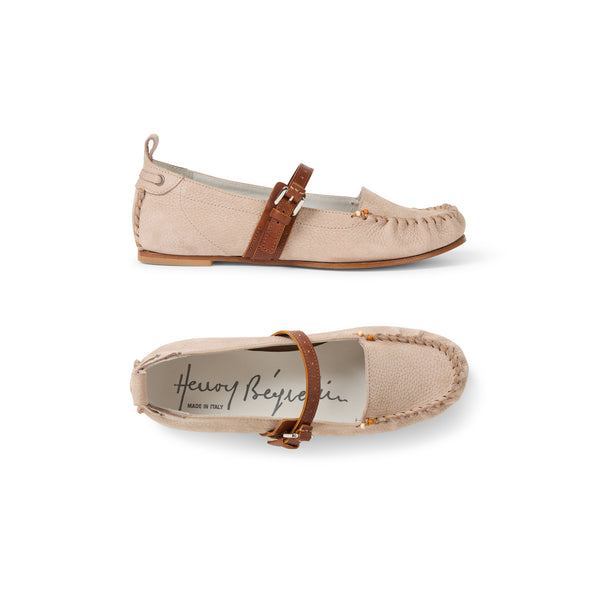 henry beguelin Cut-Out Mocassin Nabuck Resinato with Strap Mauve