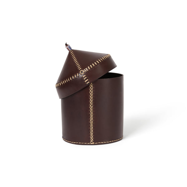 Henry Beguelin Gran Vezir L Round Leather Box Dark Brown