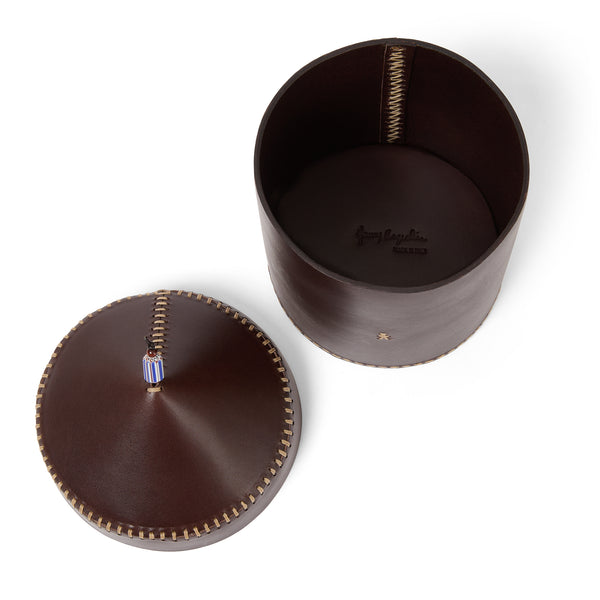 Henry Beguelin Gran Vezir L Round Leather Box Dark Brown