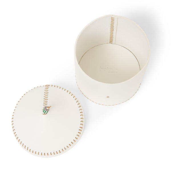 Henry Beguelin Gran Vezir L Round Leather Box White