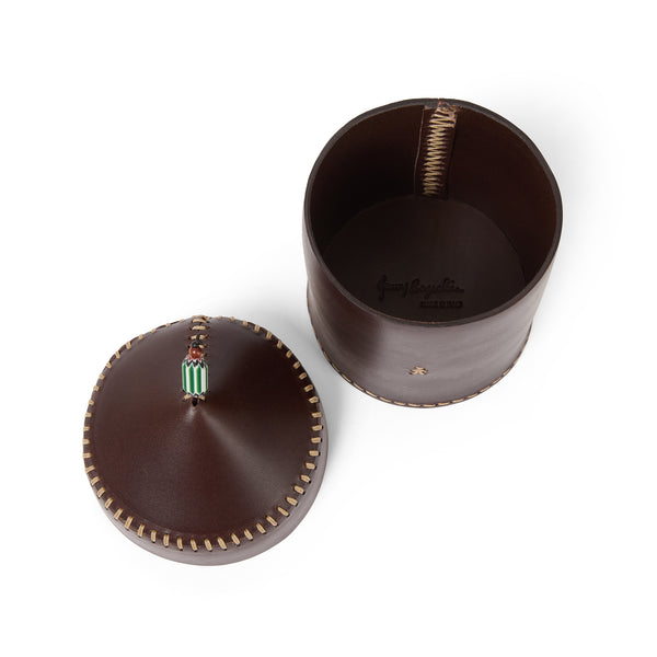 Henry Beguelin Gran Vezir M Round Leather Box Dark Brown