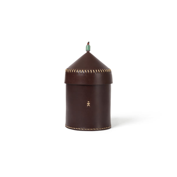 henry beguelin Gran Vezir M Round Leather Box Dark Brown