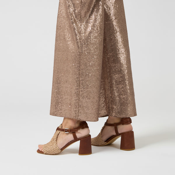 Henry Beguelin Heel Sandal Intreccio Madreperla Beige