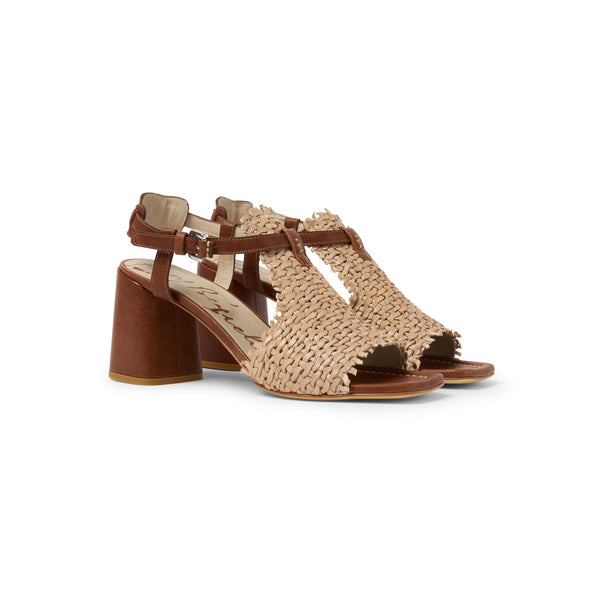 Henry Beguelin Heel Sandal Intreccio Madreperla Beige