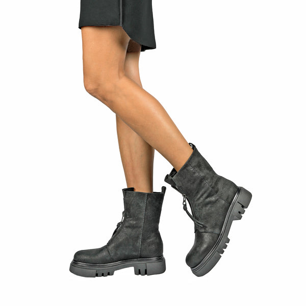 Henry Beguelin Bootie Zip Grattato Black