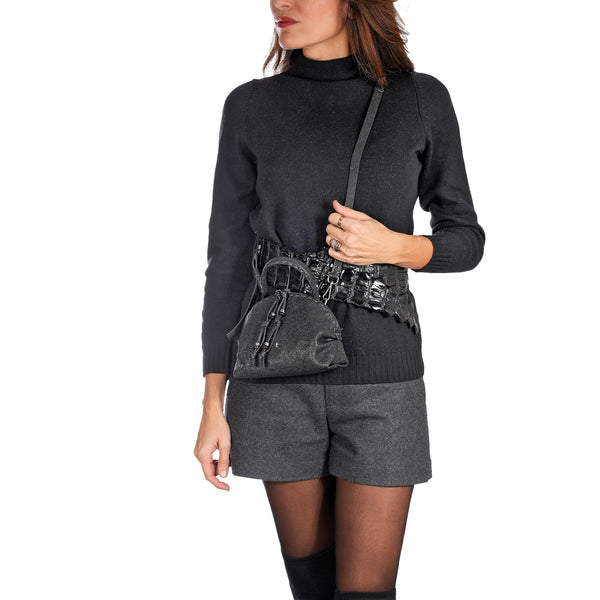 Henry Beguelin Clara Micro Vegetal Lamè Black