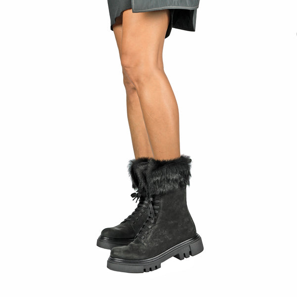 Henry Beguelin Combat Boot Grattato Black