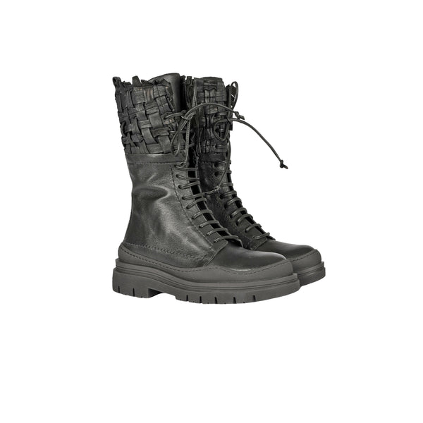 henry beguelin Combat Boot Intreccio Cesta Black