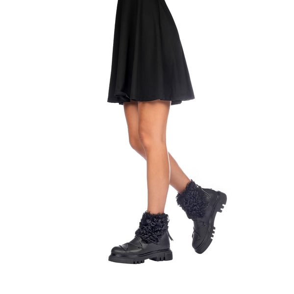 Henry Beguelin Fur Ankle Boot Old Iron Black