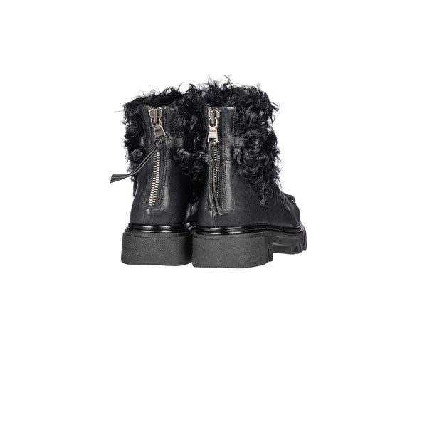 Henry Beguelin Fur Ankle Boot Old Iron Black