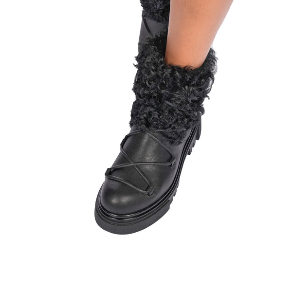 Henry Beguelin Fur Ankle Boot Old Iron Black