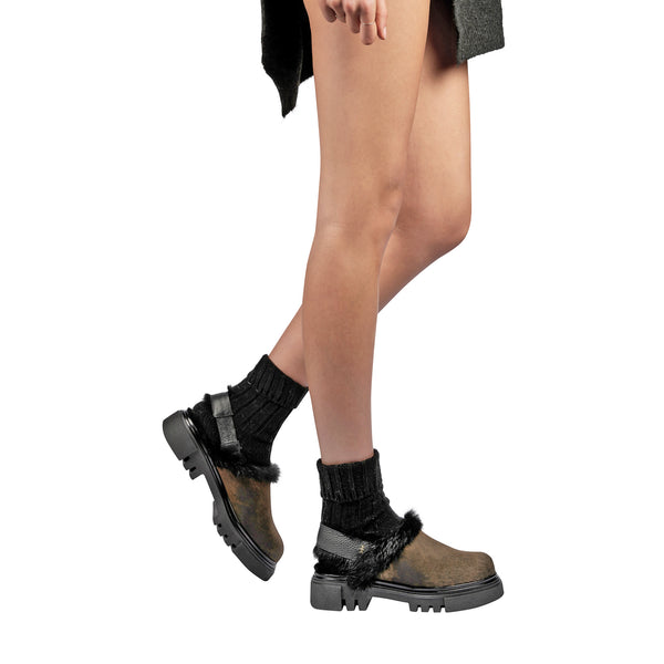 Henry Beguelin Fur Clogs Pony Sfumato Olive