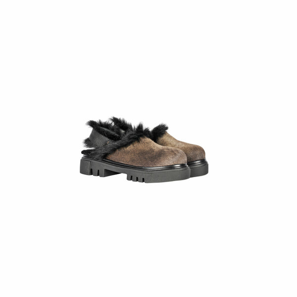 Henry Beguelin Fur Clogs Pony Sfumato Olive