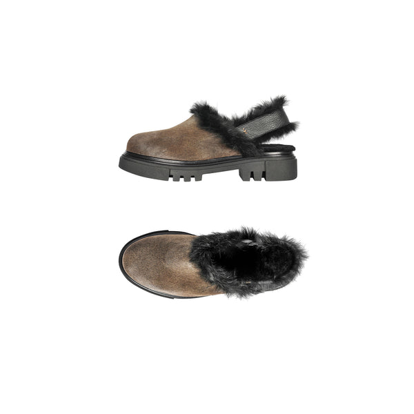 henry beguelin Fur Clogs Pony Sfumato Olive