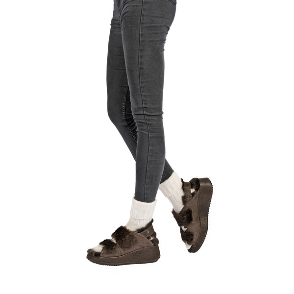 Henry Beguelin Fur Sandal Grattato Dark Brown